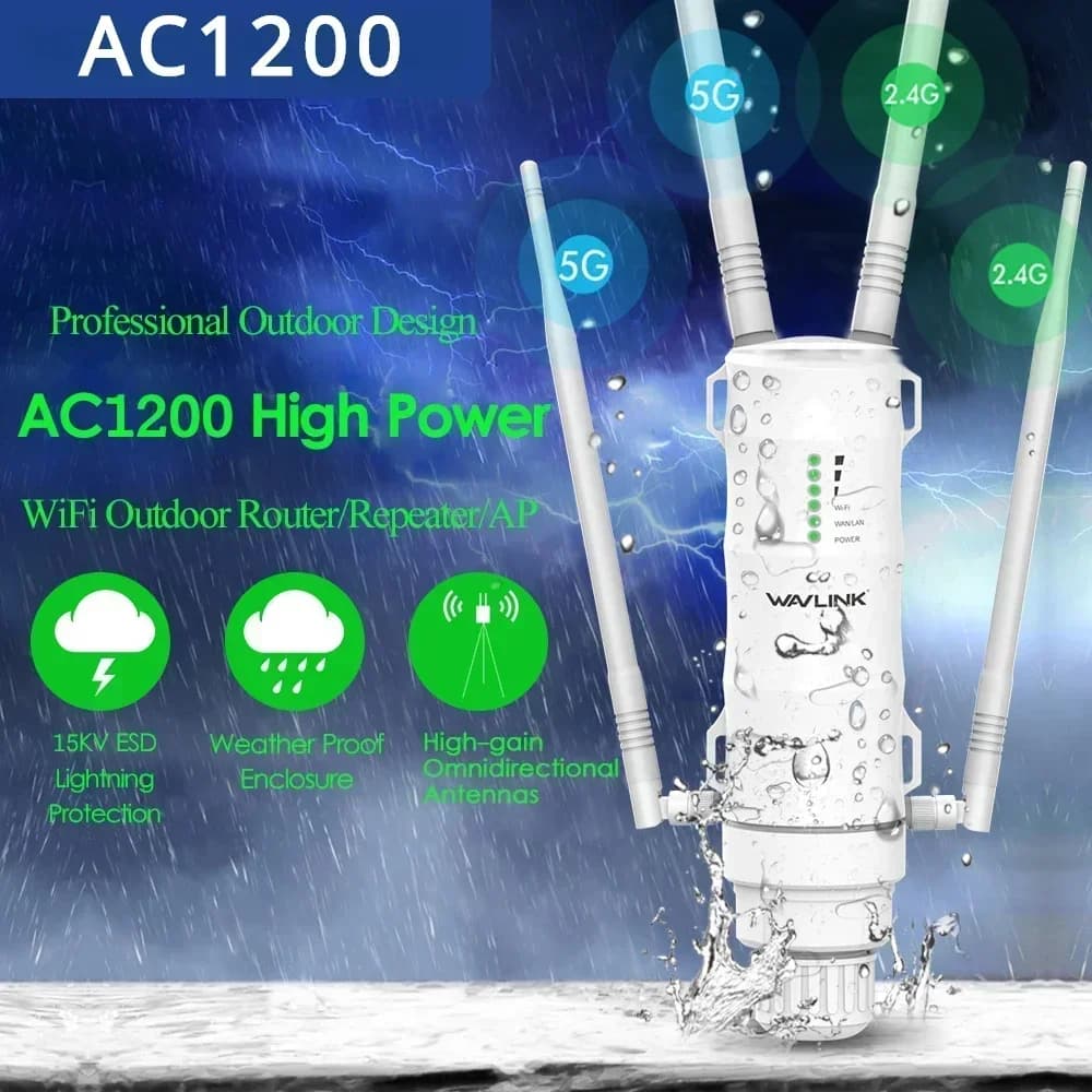 Wavlink AC1200/600 Router WIFI esterno ad alta potenza/Ripetitore impermeabile AP Wifi wireless Dual Dand 2.4/5G Antenna ad alto guadagno POE EU