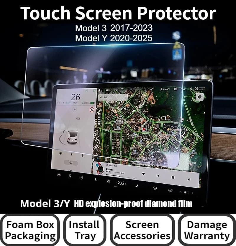 Touch Screen Protector for Tesla Model 3 2019-2023 Model Y 2020-2024 15 Inch Center Control Tempered Glass Film Navigation