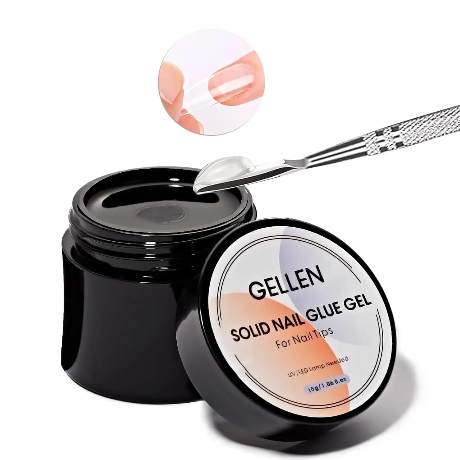 GELLEN Solid Nail Collar, Transparent Reinforcement Gel for Nail Extensions, Professional Quality by Salon, UV Manicure