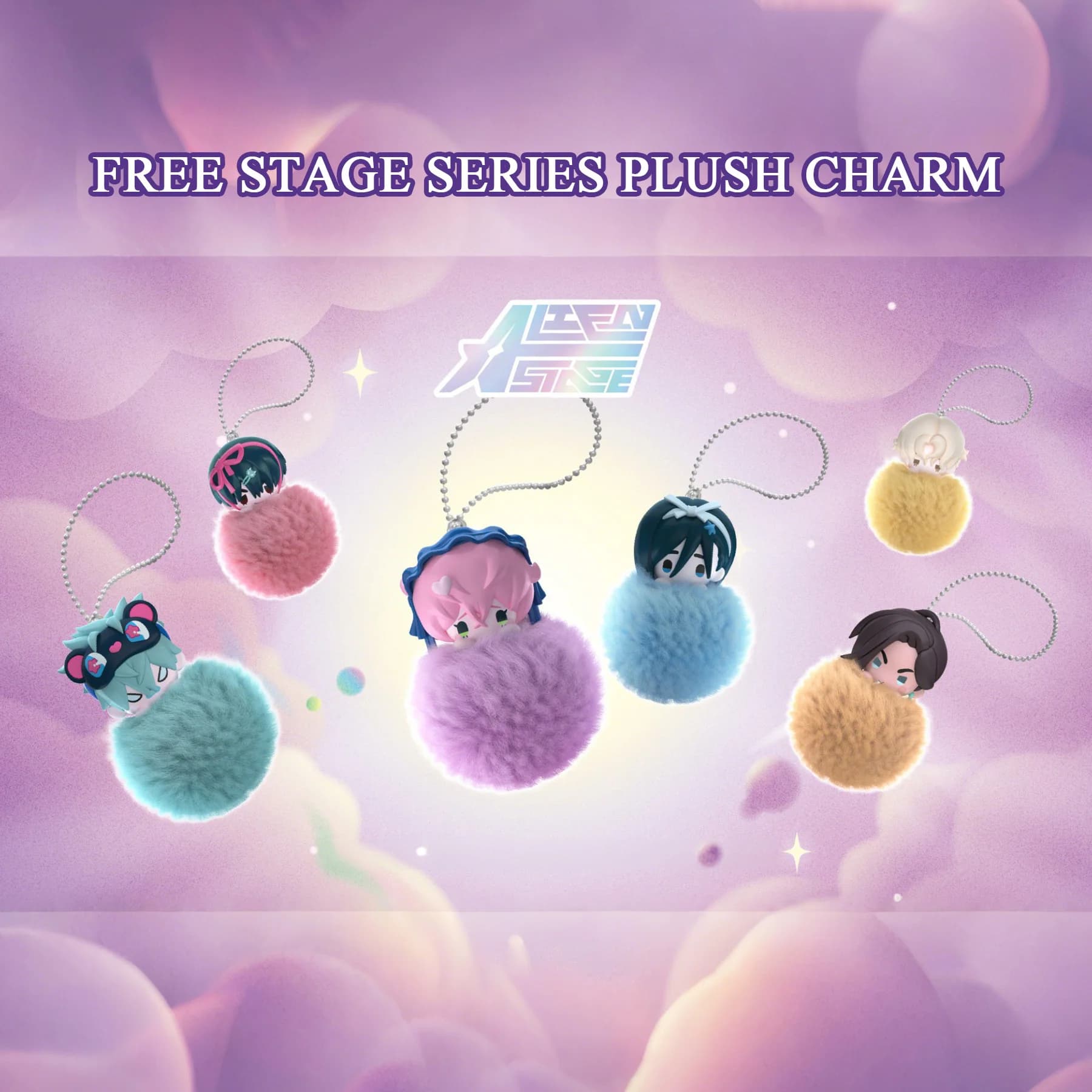 Alien Stage Free Stage Series Blind Box Portachiavi Pom Pom, Anime ALNST Mystery Plush Fluffy Bag Charm