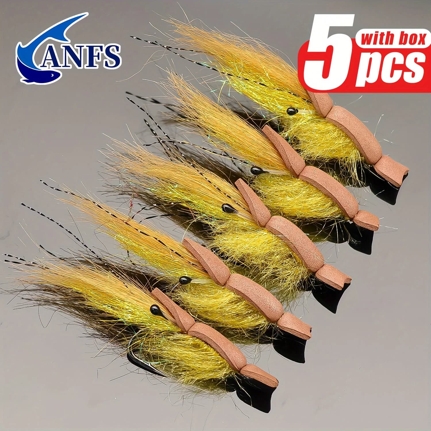 ANFS 5pcs Dry Flies -Shrimp Artificial Fly Fishing Flies for Bass and Trout Fishing