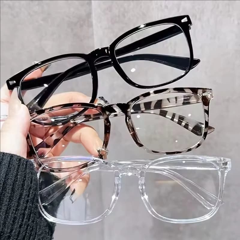 Glasses with minimalist square lenses 1/3 pieces - Blue photoelectric barrier suitable for everyday use and casual 15969