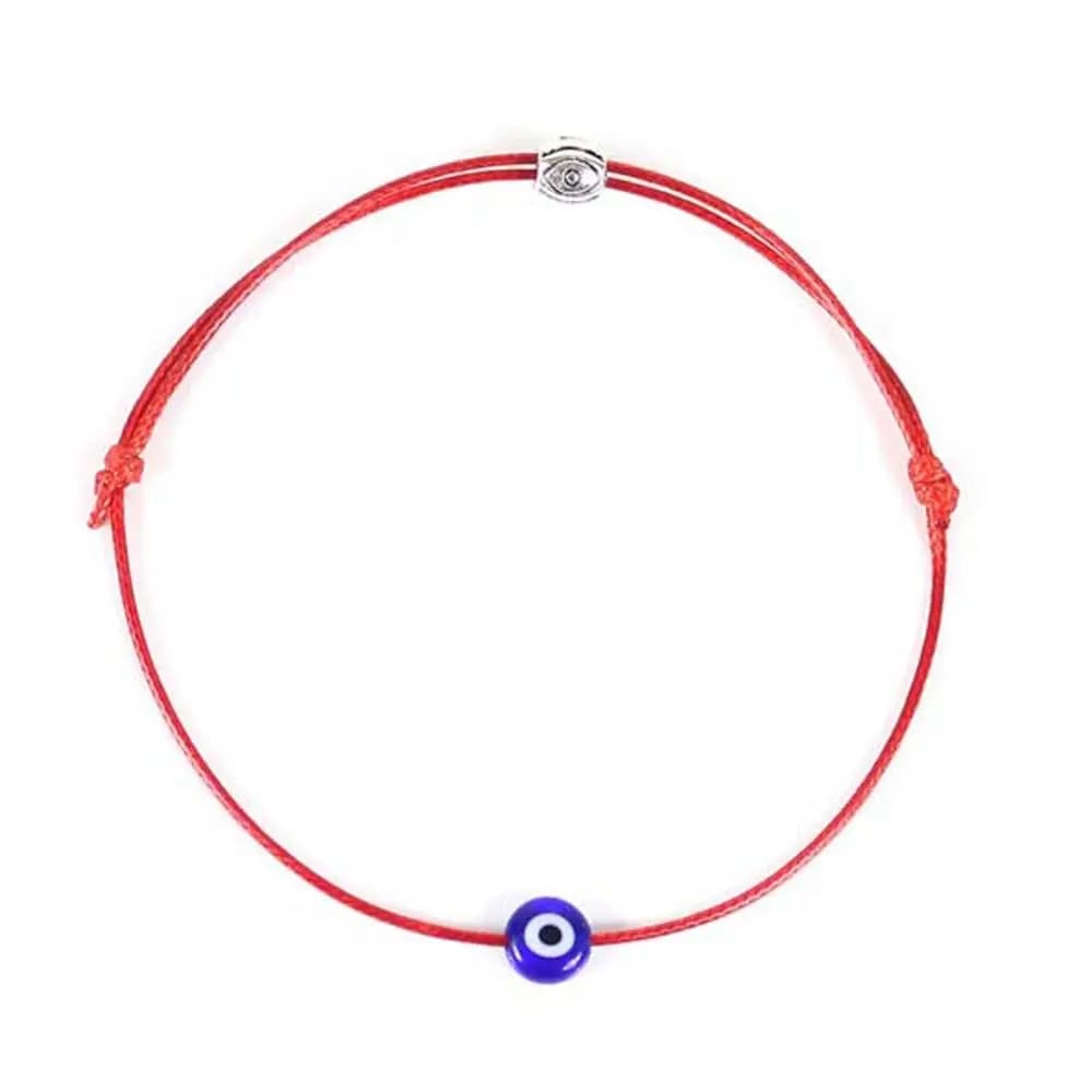 Braccialetti con cordino intrecciato nero e blu, amuleto portafortuna con occhio di Allah, corda rossa, lunghezza regolabile, gioielli con cordino intrecciato