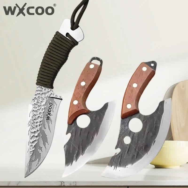 WXCOO Stainless Steel Forged Kitchen Butcher Knives Boning Knife Fish Slicing Knife with Sheath Bottle Opener Cutter