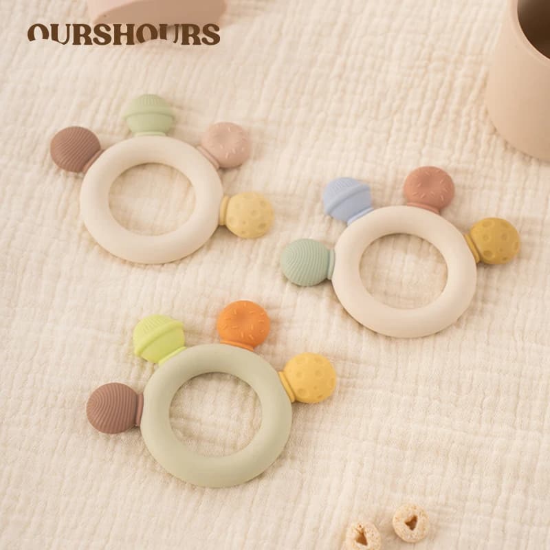 1pc Giocattoli per la dentizione del bambino BPA Massaggiagengive in silicone infantile gratuito Facile da impugnare Giocattolo da masticare per le ragazze dei ragazzi Regalo neonato Accessori per neonati