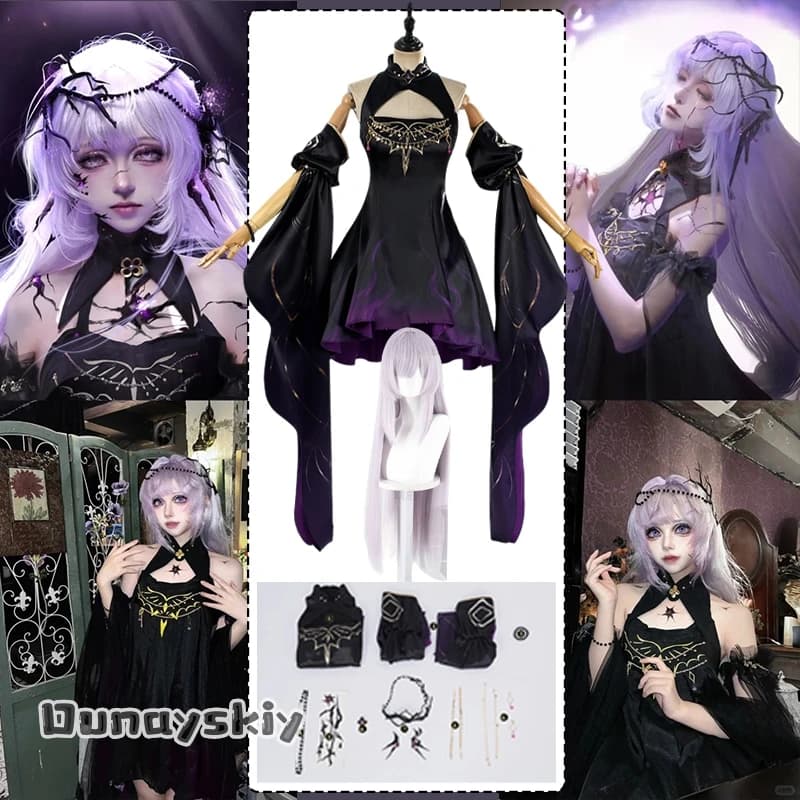 Game Path to Nowhere Hella Cosplay Costume{Dunayskiy}NECRESTA Hella Gothic Long Dress Romantic Lolita Halloween Disguise Woman