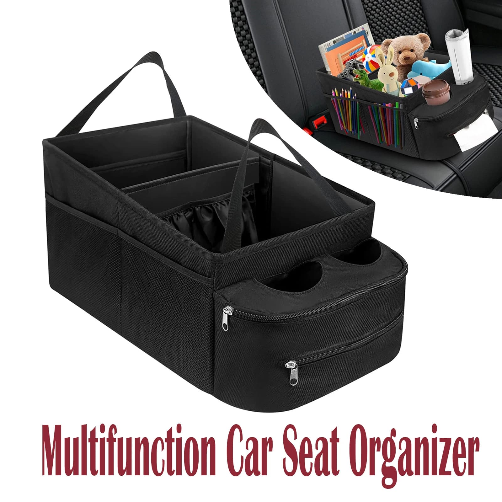 Scatola portaoggetti per organizer per bagagliaio per auto, penna impermeabile antiscivolo, tazza d'acqua, organizer per telefono per SUV MPV, organizer per sedile pieghevole automatico