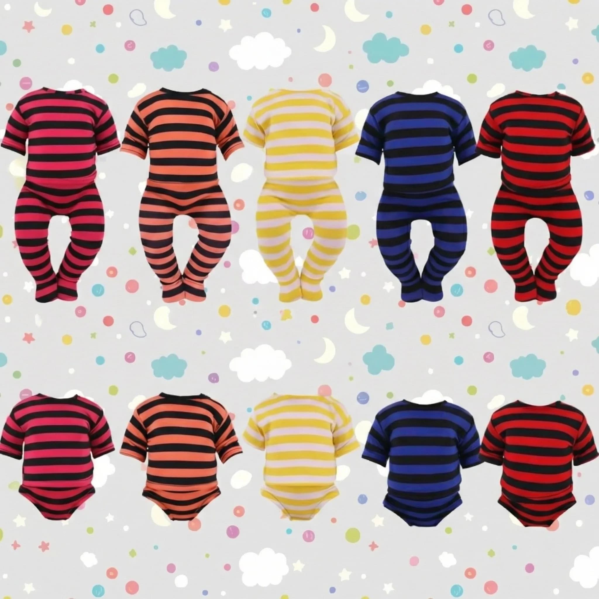 Set di Pigiami a Righe per Bambole Americane da 18 Pollici, Maniche Corte, Leggings Aderenti, Biancheria Intima, Adatto per Bambole da 43 CM, Regalo per Bambine