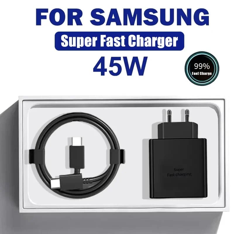 45W PD Super Fast Charger for Samsung for Galaxy S24 Ultra S23 S22 S21 Plus Note10 A54 A34 5A Quick Charging Type C Data Cable