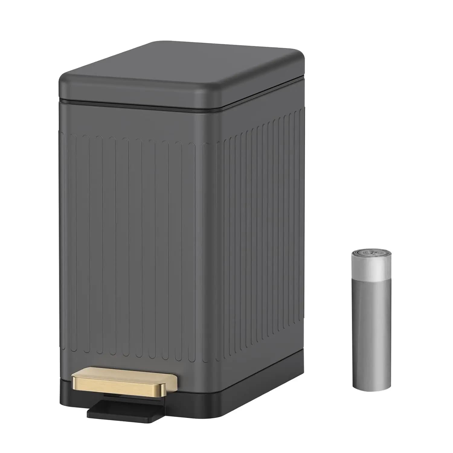 Cestino per Rifiuti da Bagno con Coperchio - Pattumiera Sottile in Acciaio Inossidabile con Apertura a Pedale - Cestino in Metallo - 10L/2,6 Galloni