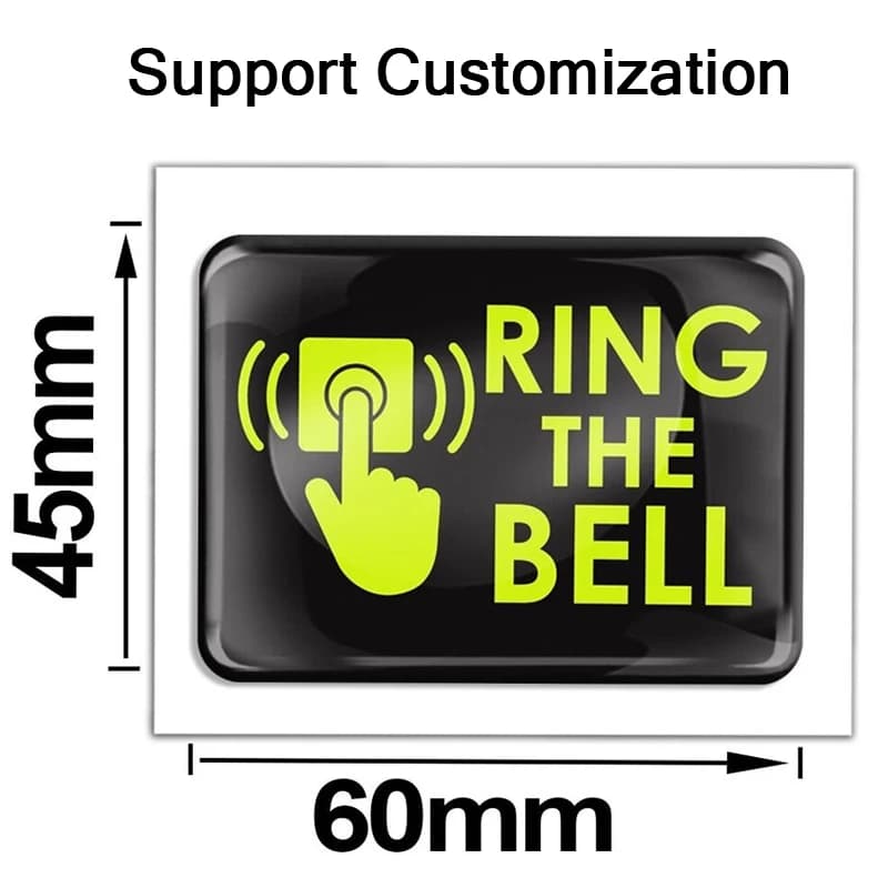 3D Dome Sticker notifica Symbol Ring The Bell campanello Door Door Wall decalcomanie in resina supporto all'ingrosso personalizzazione