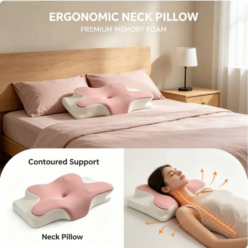 Cuscino Cervicale Ergonomico a Farfalla, Rinfrescante Estivo in Memory Foam a Lento Ritorno, Supporto per il Collo, Cuscino da Letto per il Massimo Comfort di Ogni Dormiente