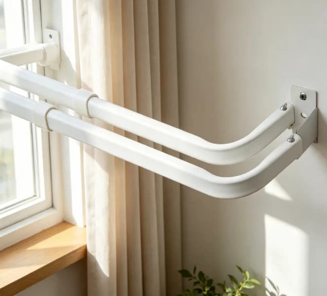 Mainstays 2-3" Basic Metal Wrap Around Adjustable Double Curtain Rod, 84-120" Adjustable Length, White Finish