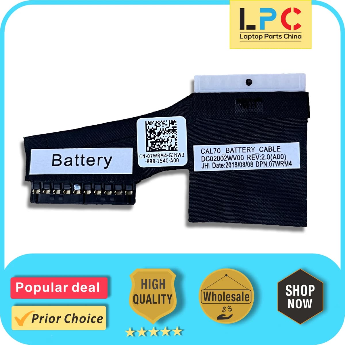 Cavo Batteria per Dell Inspiron 17 3780 5570 5770 5775 E5770 Nuovo Cavo Flessibile Connettore Batteria Laptop 07WRM4 DC02002WV00