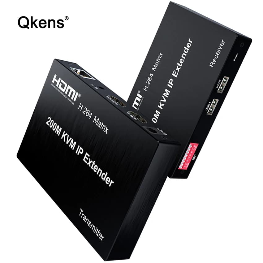 Extender KVM IP H.264 HDMI 200M su Cavo Ethernet Cat6, Trasmettitore e Ricevitore Video Matrix con Supporto per Mouse e Tastiera, Multi TX Multi RX