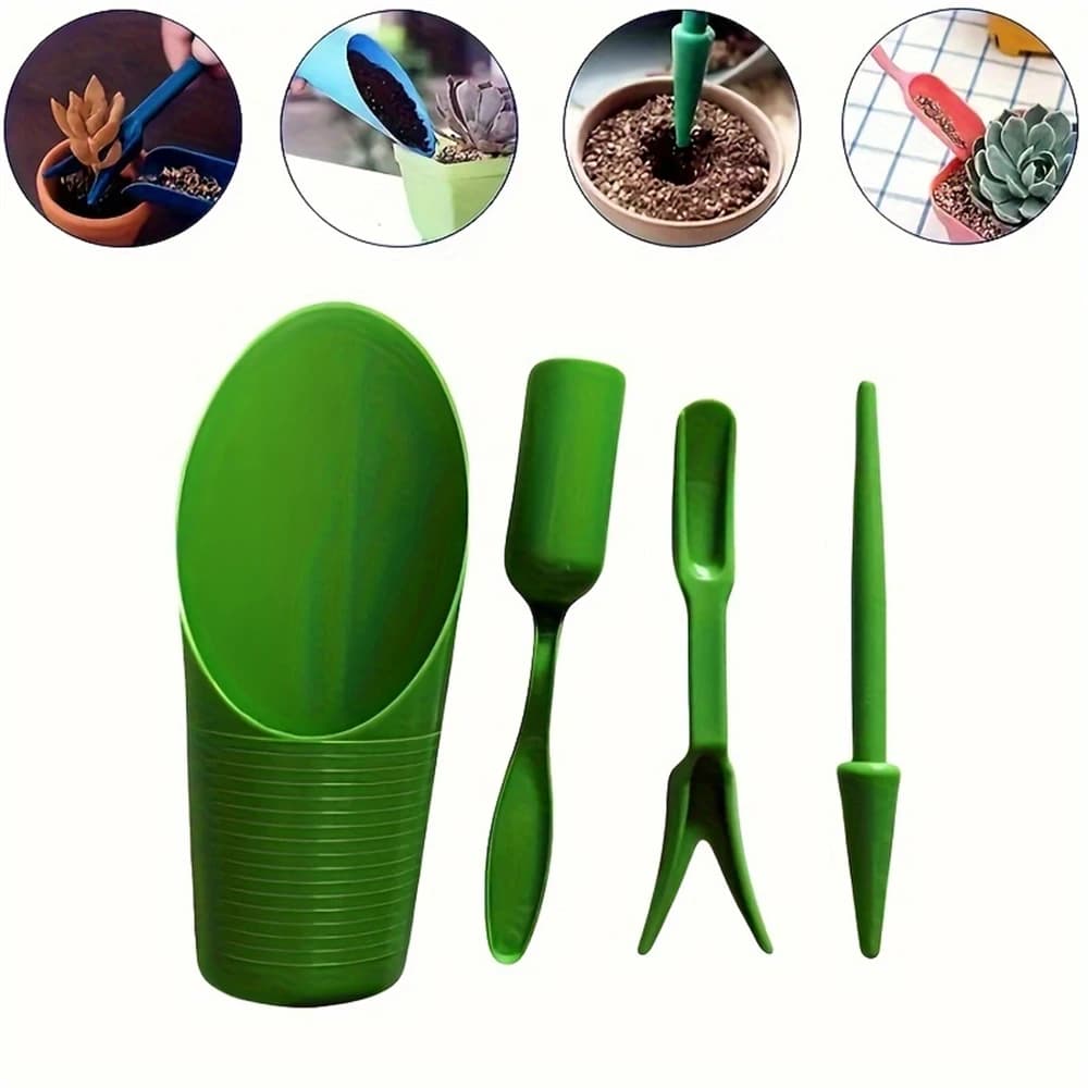 Set di 4 Attrezzi per Giardinaggio di Piante Succulente, Secchio in Plastica per Semina, Set di Utensili per Innesto Fiori