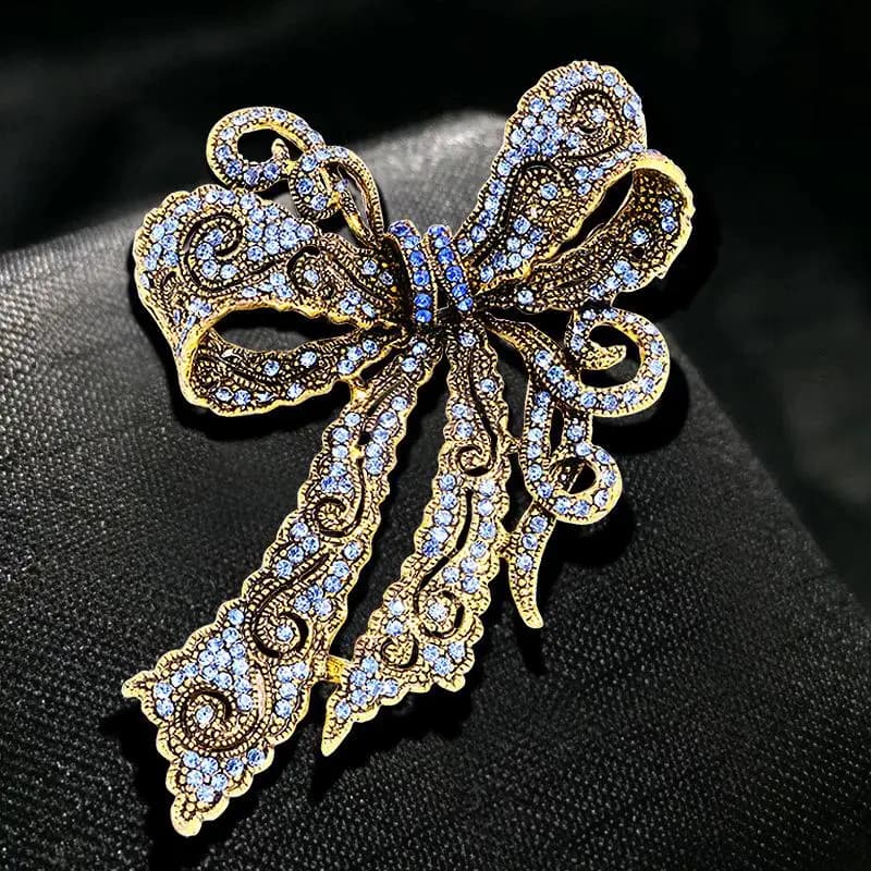 Spilla di Lusso Barocca con Strass e Fiocco, Gioiello per Abiti da Festa, Decorazione per Cappotti e Gonne, Regalo