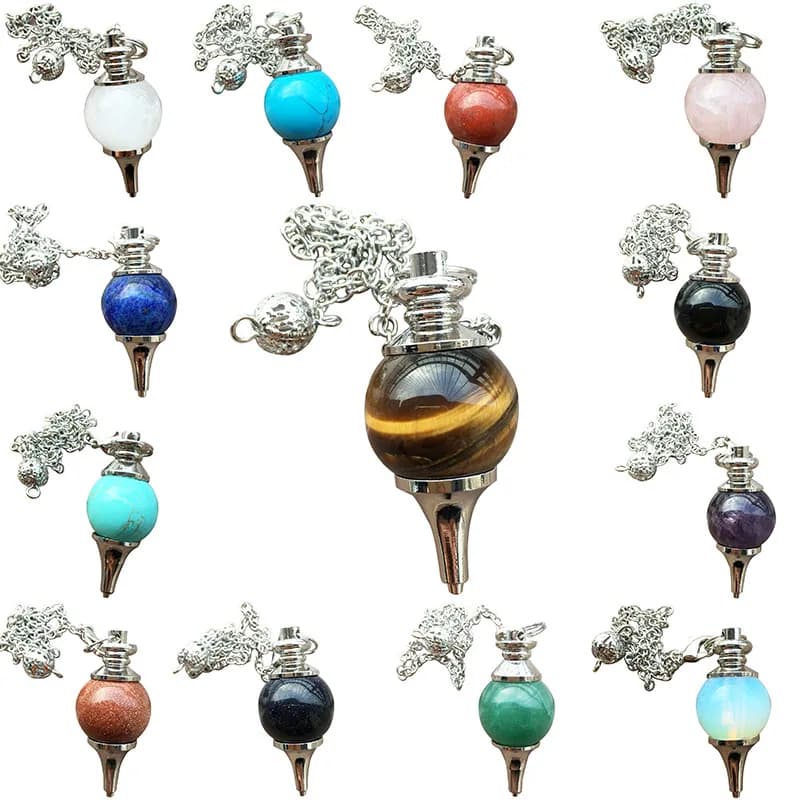 Cristallo Avventurina Sabbia Occhio di Tigre Lapislazzuli Goldstone Corniola Howlite Opale Pendolo Rotondo Perlina PWB882