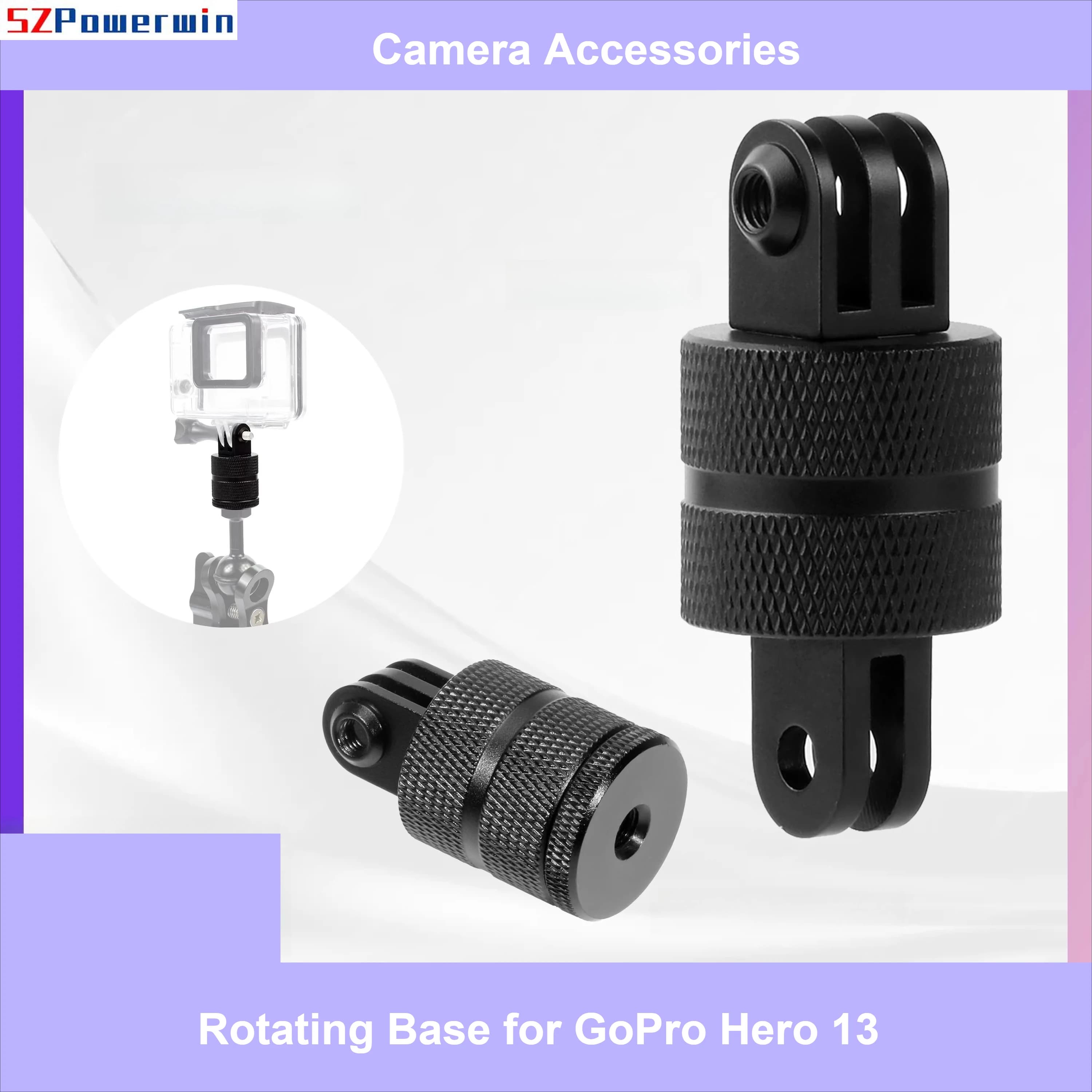 360 ° Base rotante per GoPro Hero 13 | Adattatore universale per treppiede, monopiede e selfie stick da 1/4".