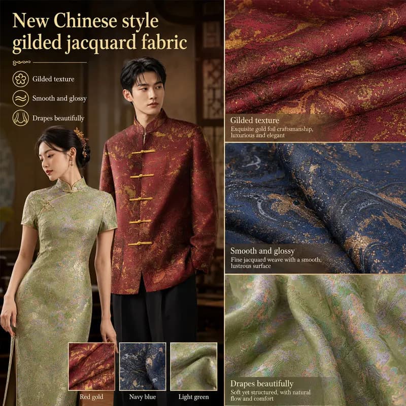 Wine Red Gilded Jacquard Fabric Chinese Retro Gorgeous Designer Fabric For Qipao Jacket, Tang Suit, Horse-face, Fashion Show