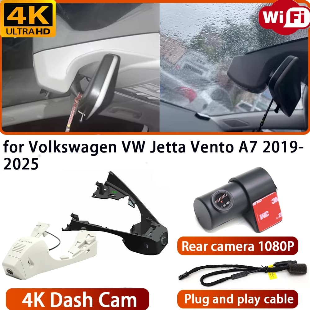 for Volkswagen VW Jetta Vento A7 2019-2025 Video Recorder 4K DVR Dash Cam Wifi Camera 170° Angle Plug & Play Loop Recording