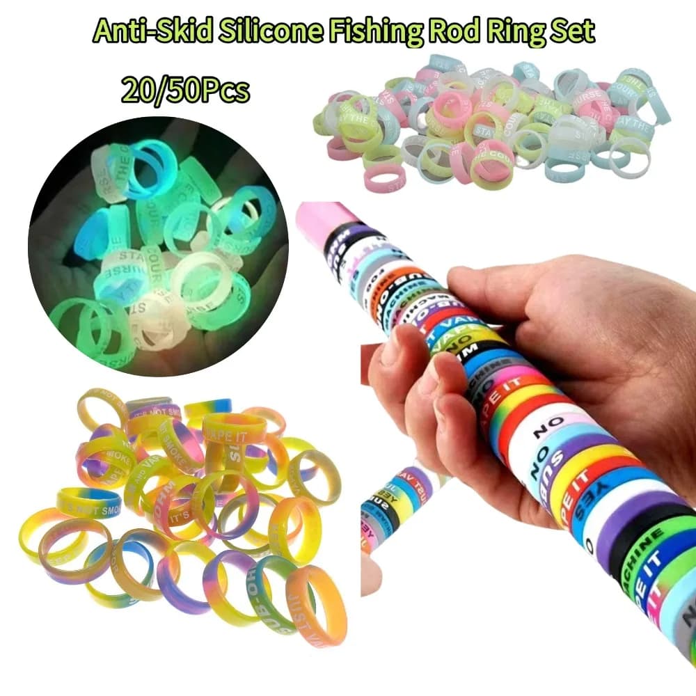 20/50 pz Silicone Anti-skid Ring Ring Set Silicone Rubber Ring Fishing Rod Handle Protective Case Fishing Accessories CALDO