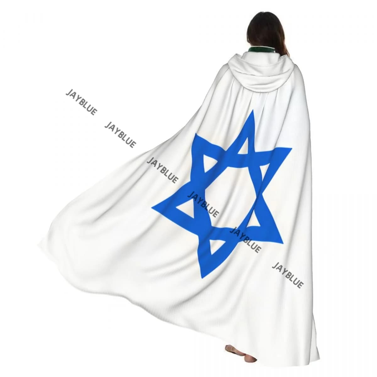 Star Of David Judaism Sign Hooded Cloak Polyester Unisex Witch Cape Costume Accessory