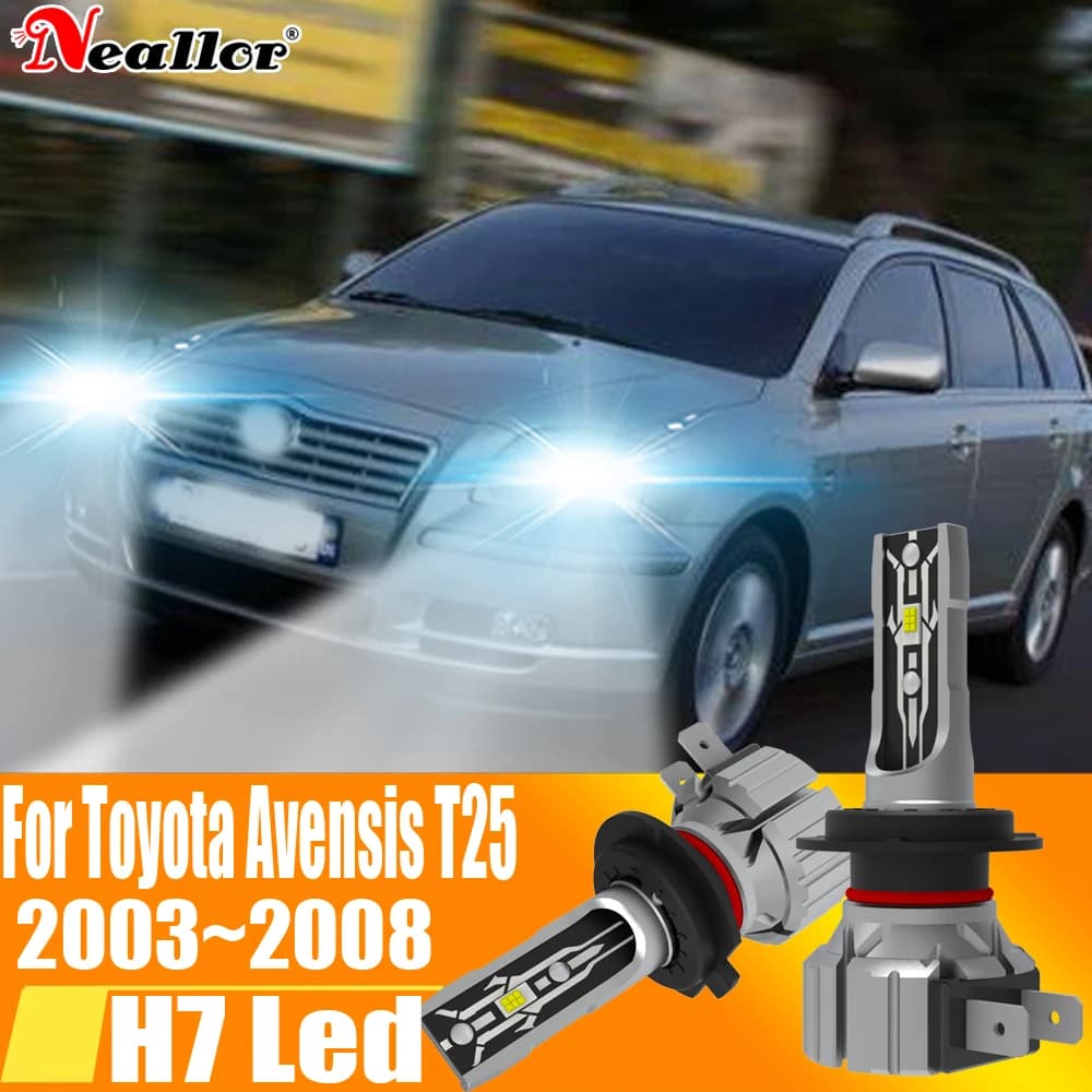 2 pz ad alta potenza H7 Led faro Canbus H18 auto lampadina 6000K luce bianca Moto diodo lampada 12v 55w per Toyota Avensis T25 2003 ~ 2008