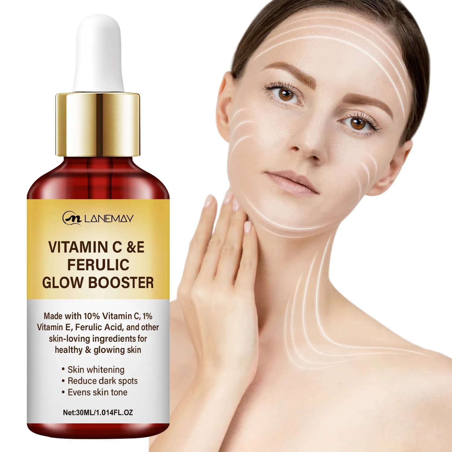 Vitamin C & E Ferulic Acid Glow Booster Serum – Brighten & Even Skin Tone Achieve a radiant complexion.