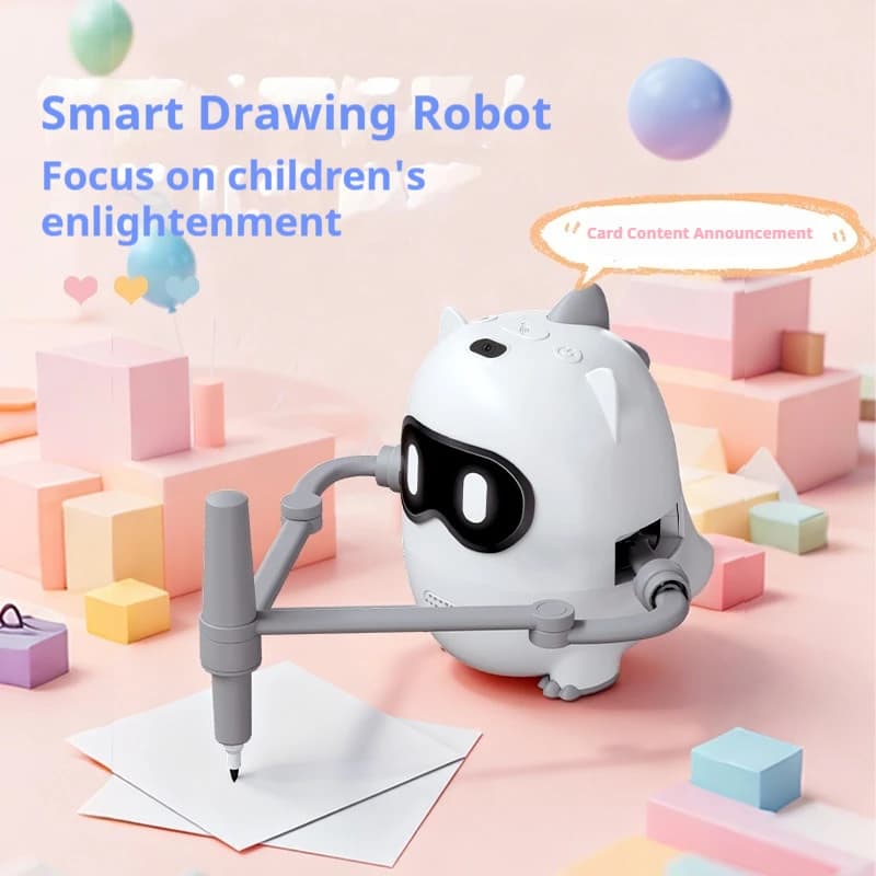 Robot Dinosauro Intelligente per Disegnare, Giocattolo Educativo per la Prima Infanzia con Funzione di Trasmissione Vocale e Carte Interattive per Bambini e Prescolare