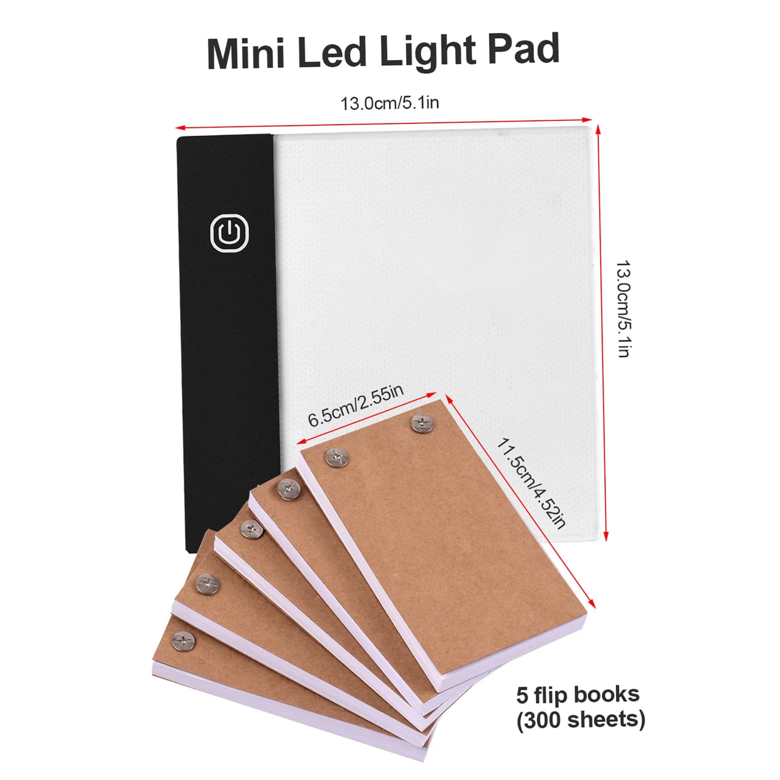 Kit Flip Book con Mini Tavoletta Luminosa LED, Design con Foro, 300 Fogli di Carta per Flipbook, Viti di Rilegatura per Disegno e Tracciatura