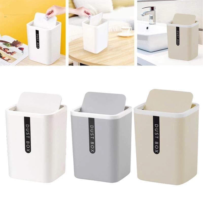 Trashbox Articoli per ufficio a casa Articoli vari Scatola barile da tavolo contenitore per rifiuti in plastica con da