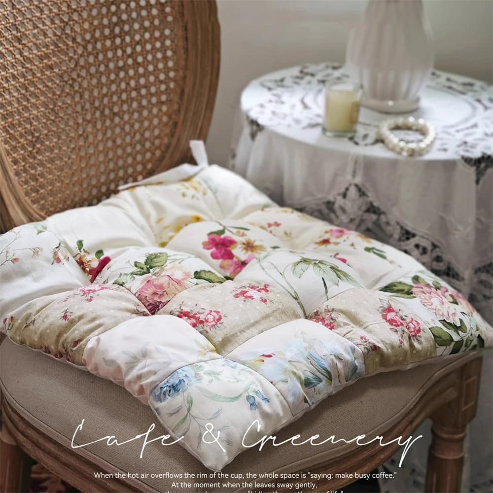 Korean Princess Style Cushion Home Decoration Office Chair cushion with pastoral floral patchwork in thick cotton