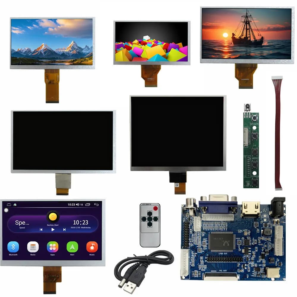 7/8/9/10.1 LCD Screen with HDMI/VGA/AV Driver Card Kit, Portable Monitor for Raspberry Pi, Banana Pi, PC