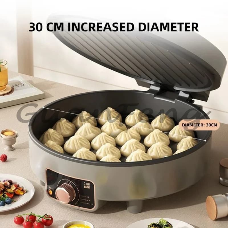 Double-sided heated frying roaster 30CM deep electric pancake pan