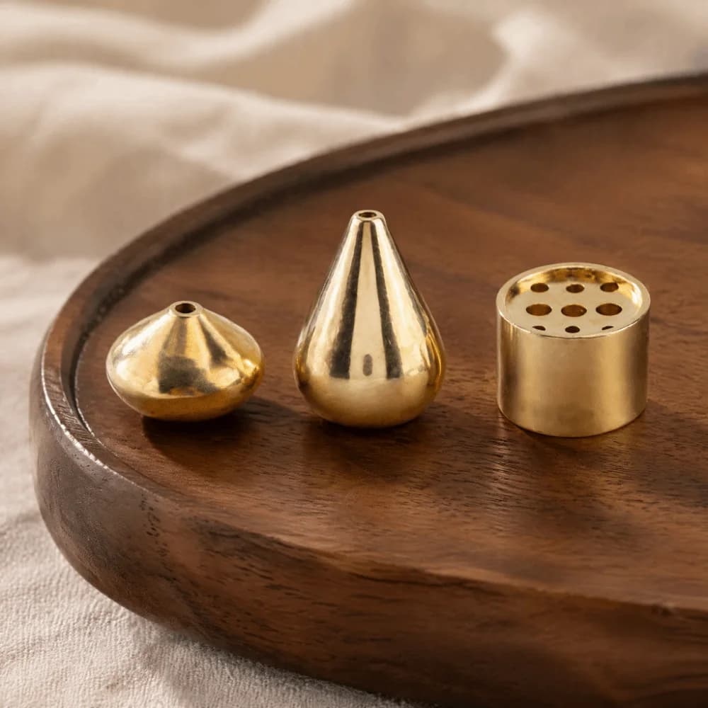 3 Pieces Brass Incense Holder Burner Gourd Shape Portable Size Incense Cone Holder Water Drop Shape Incense Stick Holder