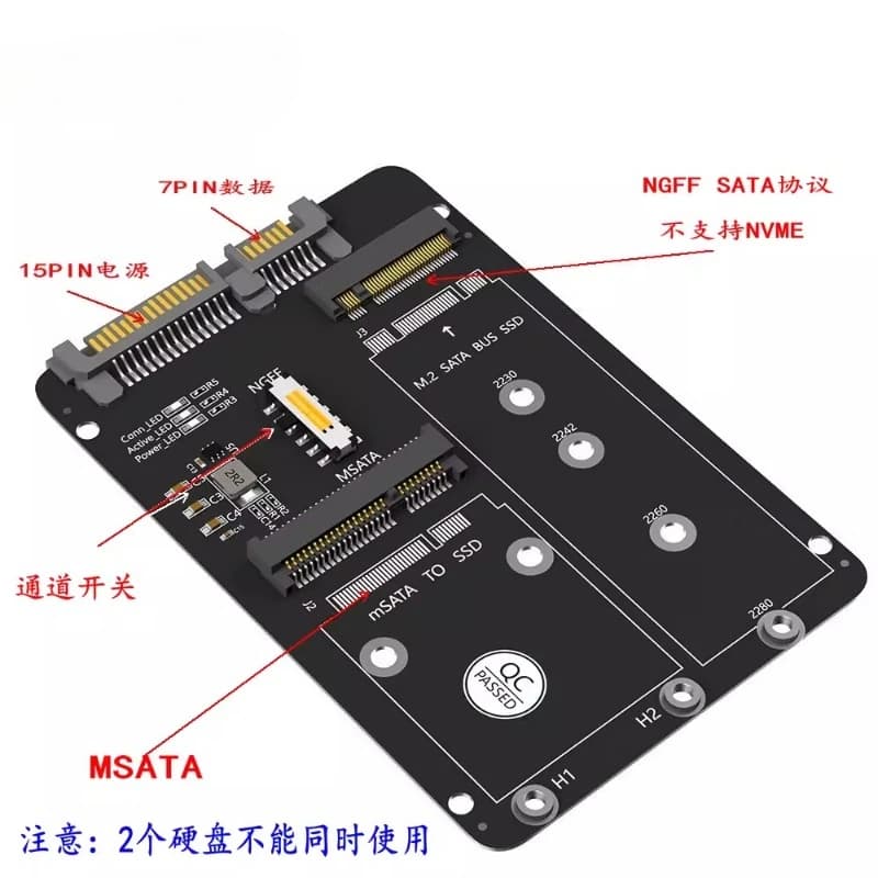 Nuova Scheda Adattatore SSD M.2 NGFF MSATA a SATA3 2 in 1