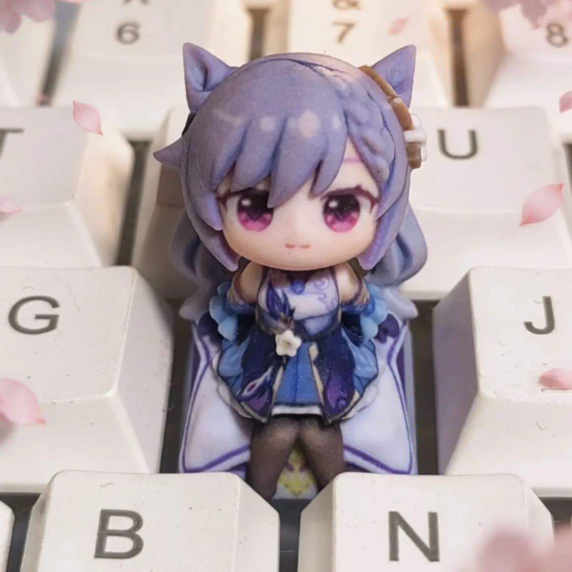 Genshin Impact Keqing Anime Cosplay Keycaps Profile Mechanical Keyboard Anime Keycaps Birthday Gift