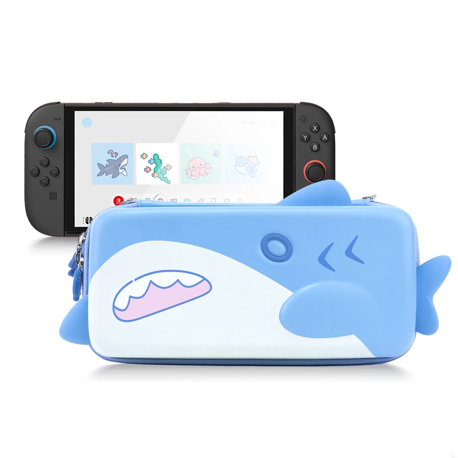 GeekShare Custodia da trasporto portatile Shark compatibile con Switch 2 (2025), custodia rigida con 12 slot per carte da gioco
