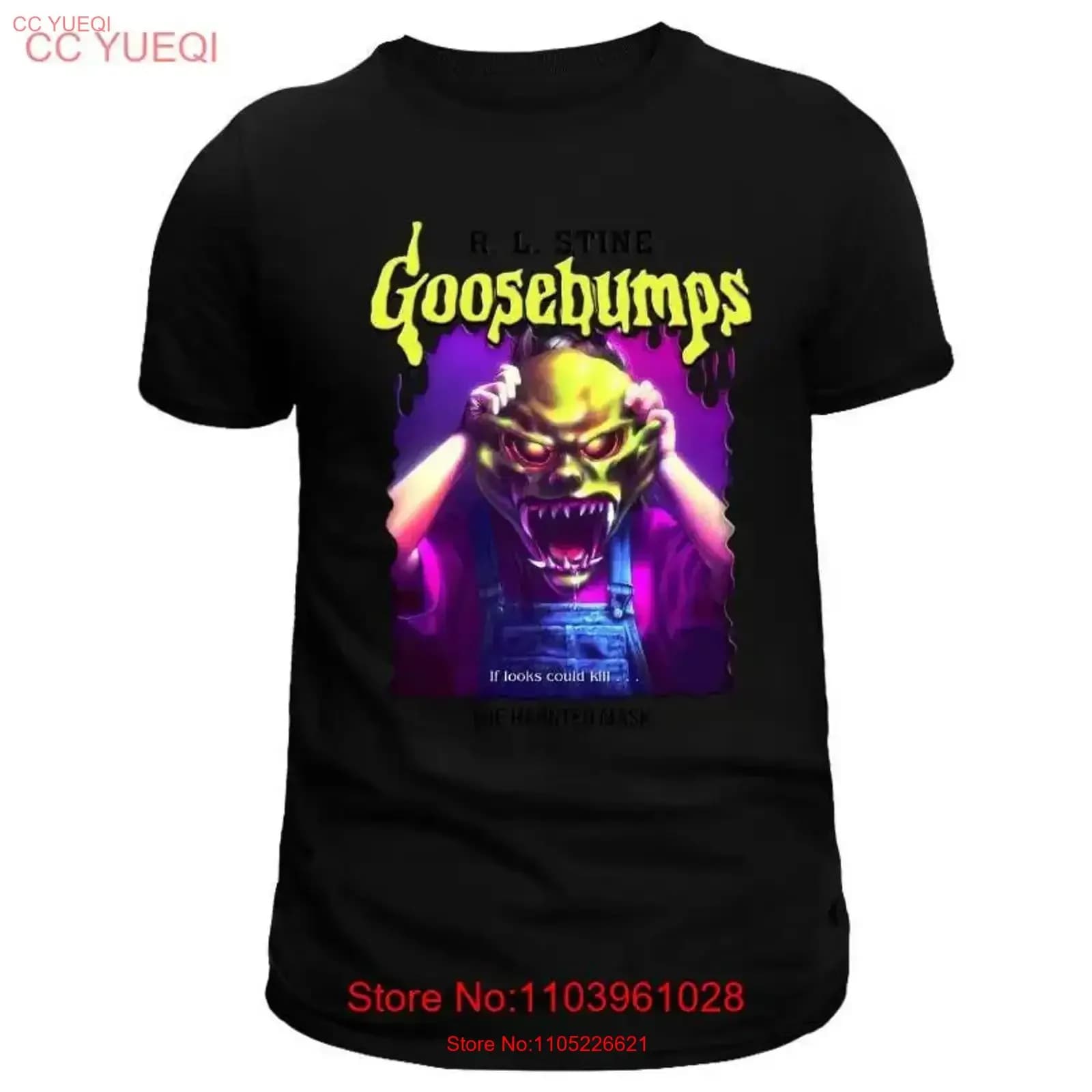 Horror Pop Culture Inspired Super Soft T Shirt Goosebumps The Haunted Mask vintage Washed homme graphic Breathable fashion
