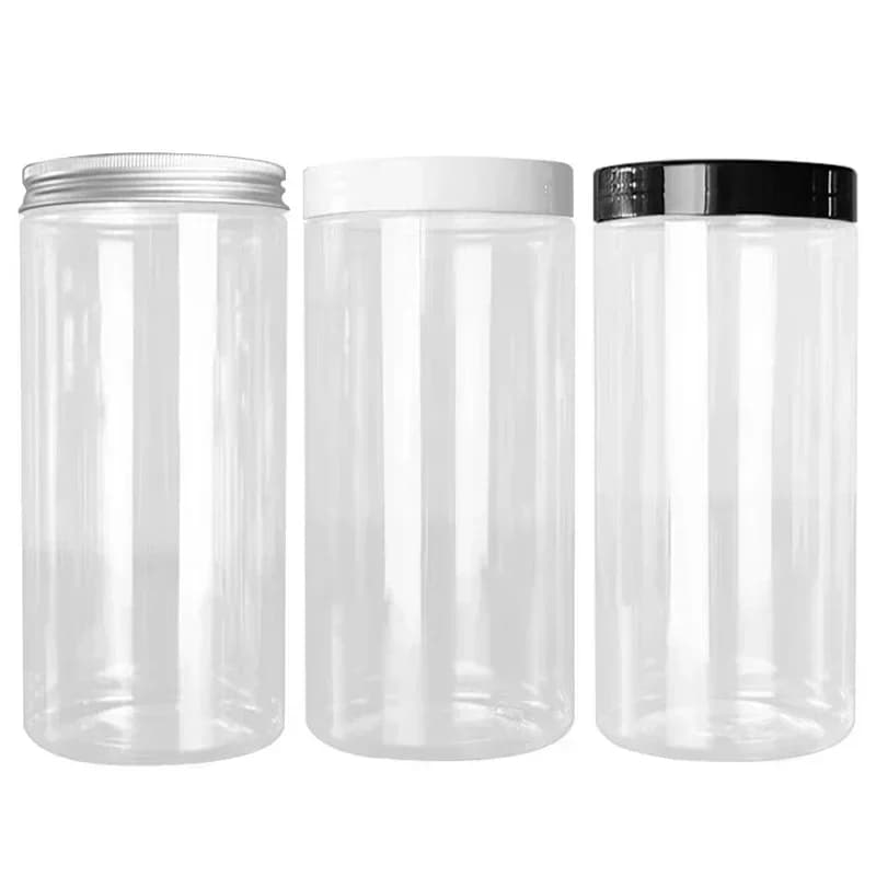 3Pcs 1000ml Empty Plastic Jar Clear Cosmetic Facial Cream Containers Food Candy Cookies Packaging Jars Kitchen Storage Bottle