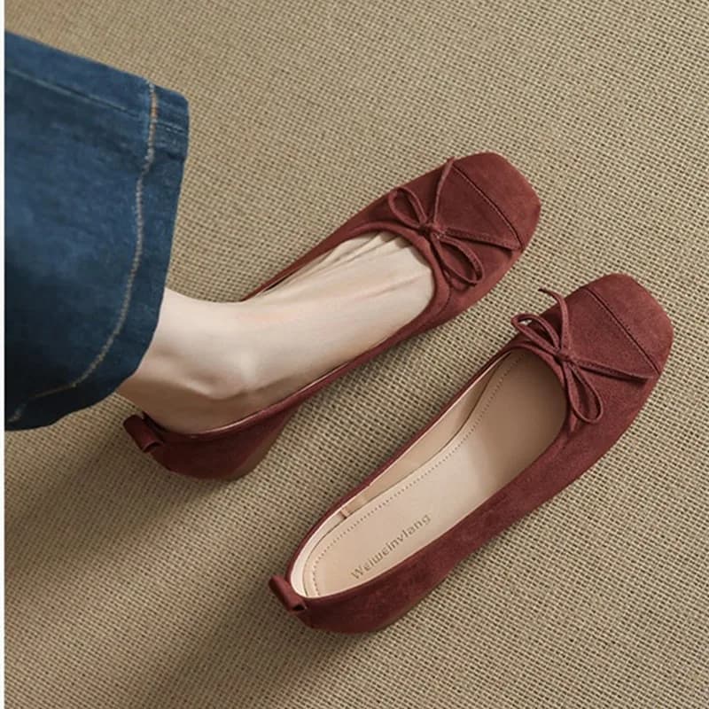 DIMANYU Women's Loafers Sweet Bow 2026 New Shallow Women Large Size Shoes Women's Square-Toe Ballet Flats