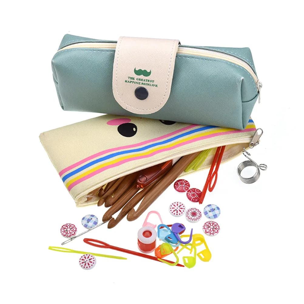 Bamboo Crochet Hooks Kit 43 Piece Ergonomic Knitting Tool Set with Storage Bag for Beginners Blankets Socks
