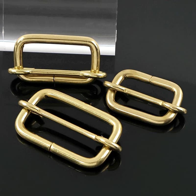 2/5Pcs 20-40mm Solid Brass Buckles for Bag Strap Tri-Glide Slider Pin Buckle Adjuster Clasp Carabiner DIY Hardware Accessories