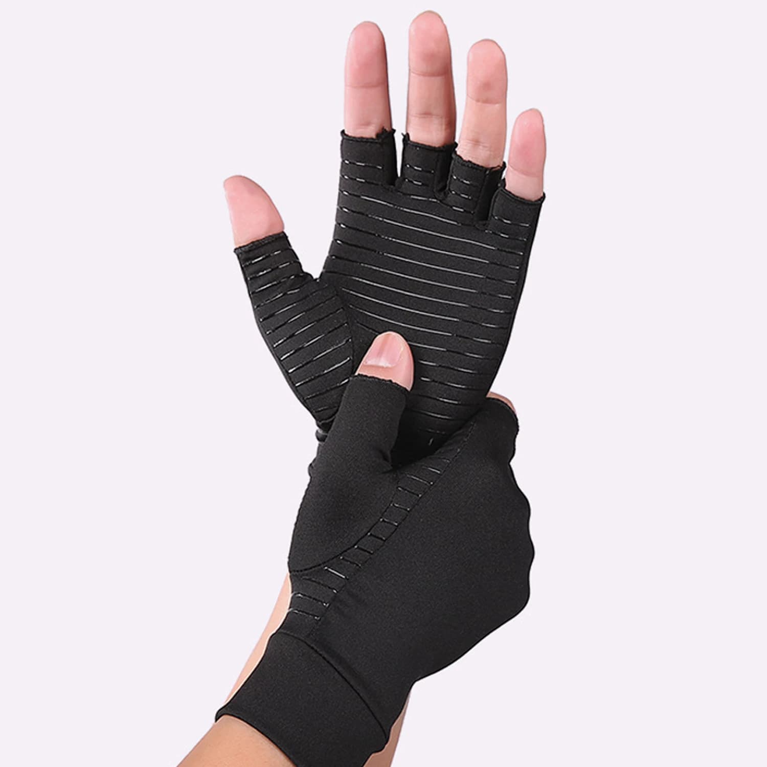 Guanti da moto Sport Fibra di rame Assistenza sanitaria Mezze dita Riabilitazione Allenamento Guanti a pressione traspiranti antiscivolo