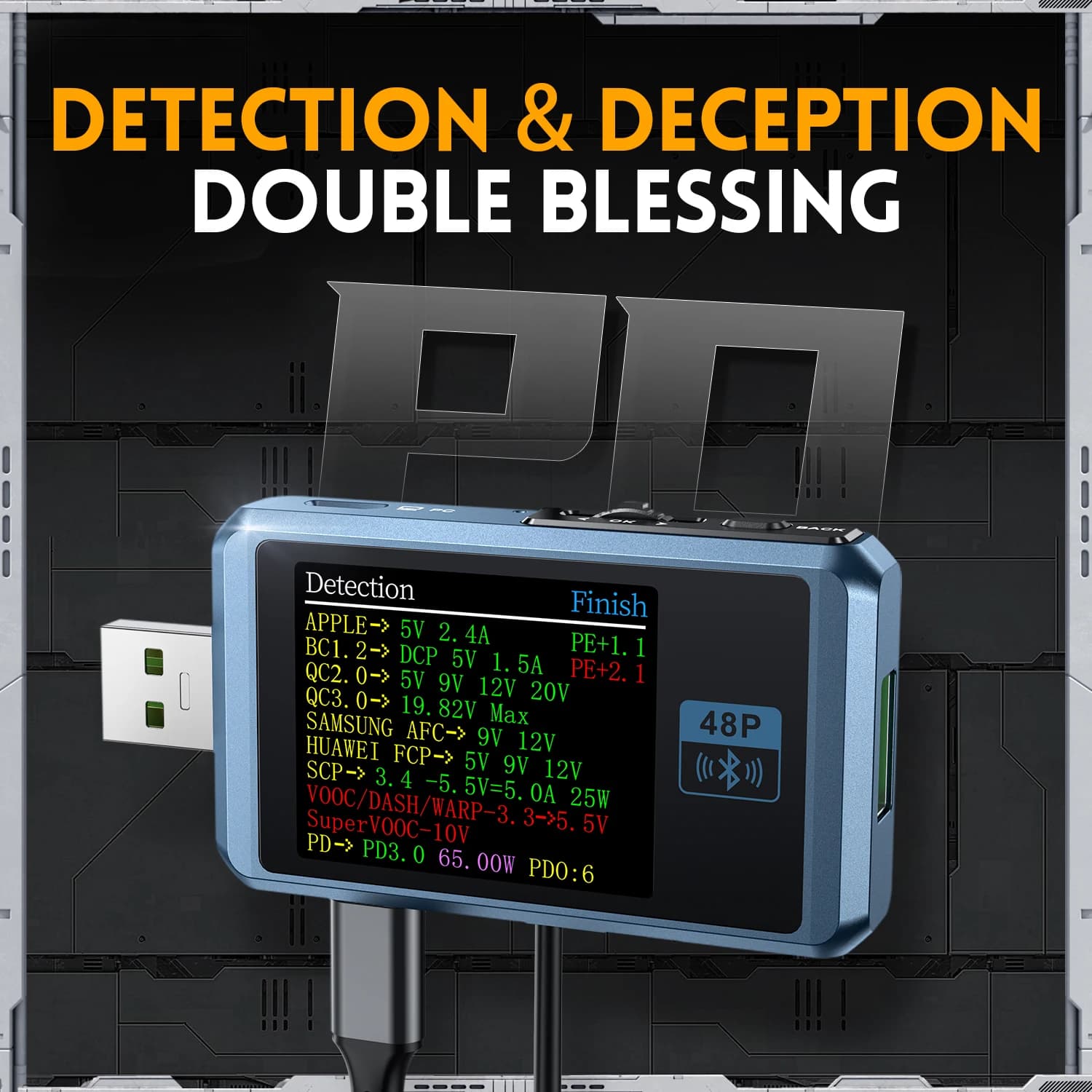 FNB48 USB Tester Monitor 24V 6.5A 156W 1.06" supporto schermo TFT-LCD a colori PD2.0/PD3.0/QC2.0/QC3.0 con dente blu