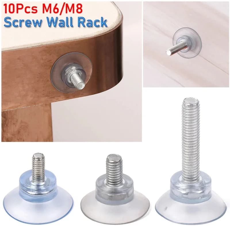 5/10Pcs M4 Screw Rubber Suction Cup Transparent Suckers Turn Nut Glass Table Tops Storage Tool Hooks