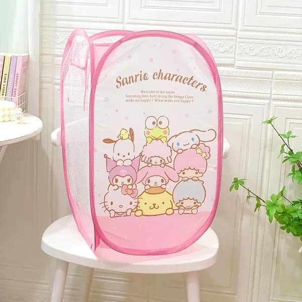 Sanrio Hellokitty Folding dirty clothes basket mesh clothes basket laundry basket debris storage basket toy storage basket