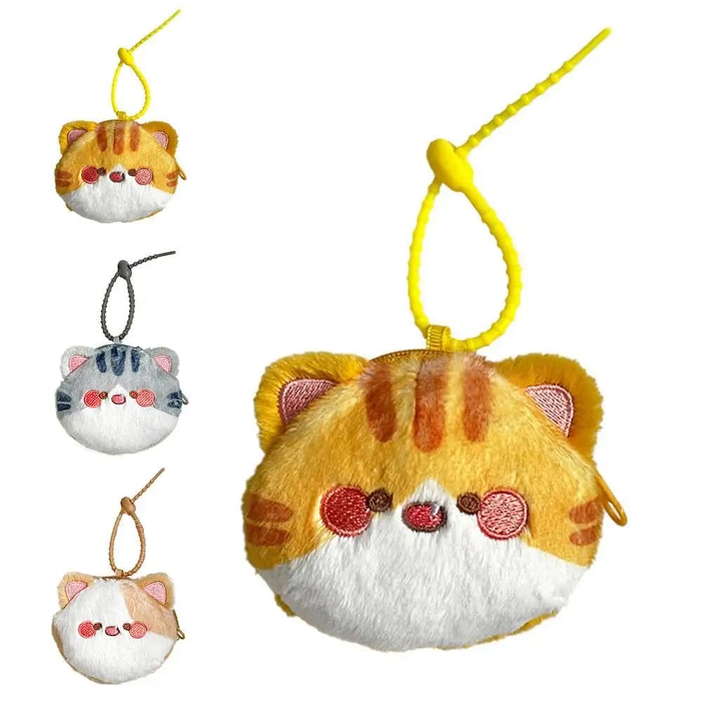 Kawaii Cat Shaped Earphone Case Keychain Japanese Style Cute Coin Purse For Phone Accessories Keys Wallet