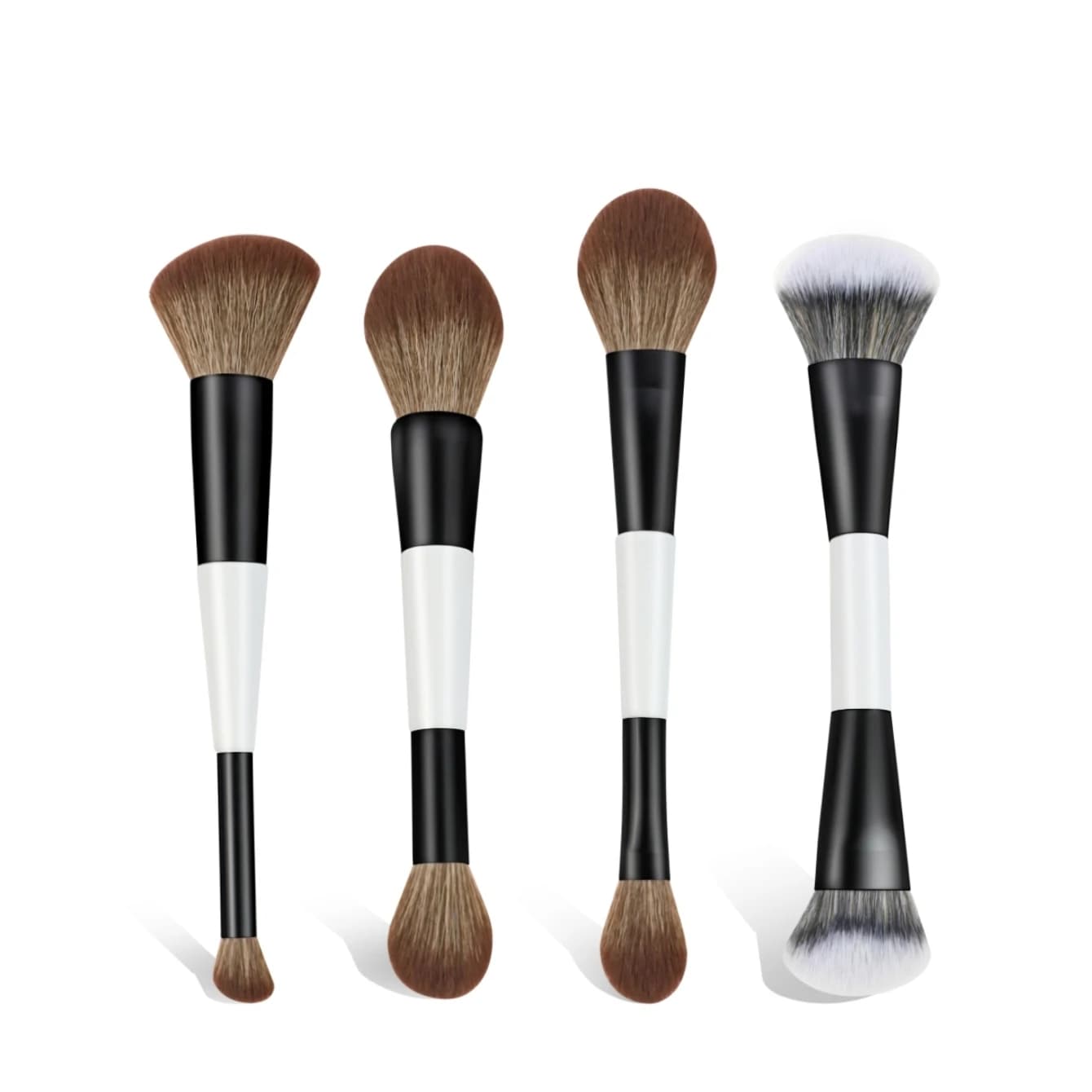 4 pennelli per trucco a doppia testa, pennello per trucco multifunzionale, pennello per fard, pennello per fondotinta, pennello per cipria, pennello per evidenziare, pennello per ombretto per naso, pennello per correttore, pennello per fard, regalo per donne e ragazze